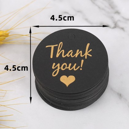10pcs Hot Stamping Tag/ Thank you/ Handmade/ For you/ Black/ White